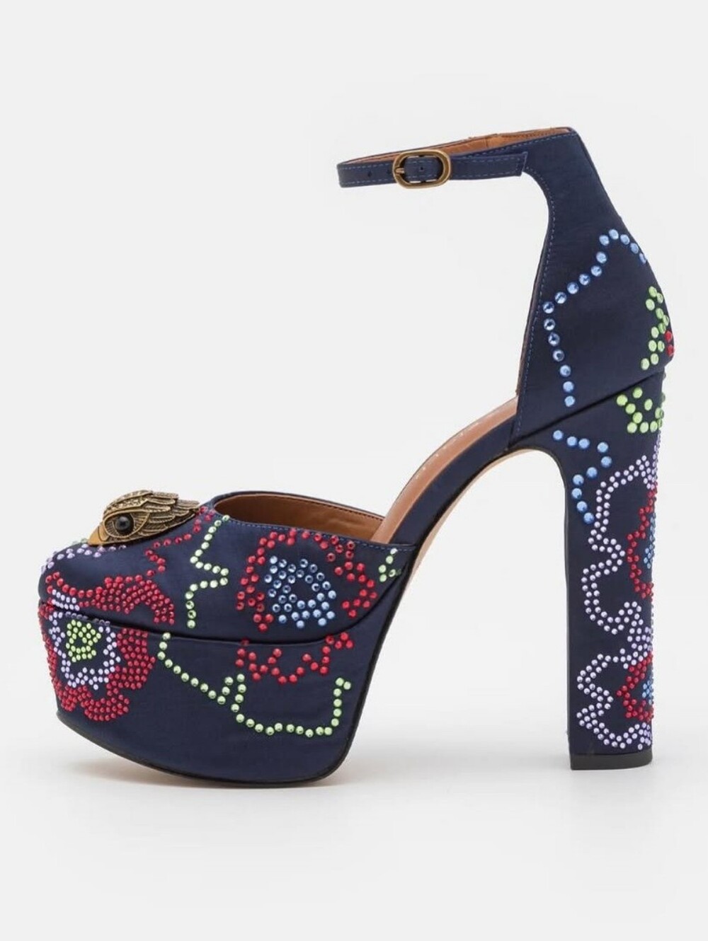 KURT GEIGER LONDON, Kensington Platform. Blue Fabic Occasion. Z l - Picture 3 of 5